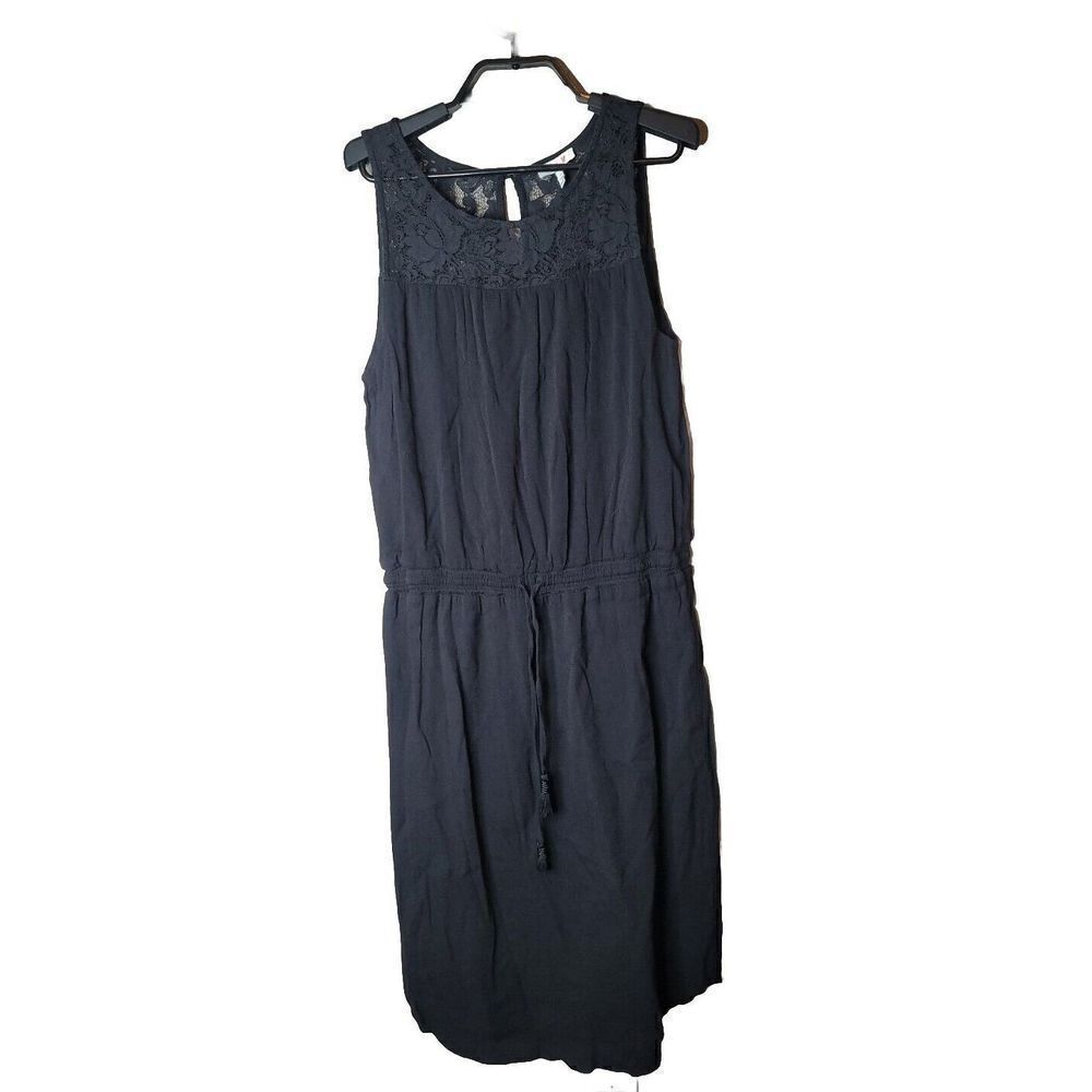 Joie Tyvette Caviar Lace Yoke Women's Black Dress Size Medium t72